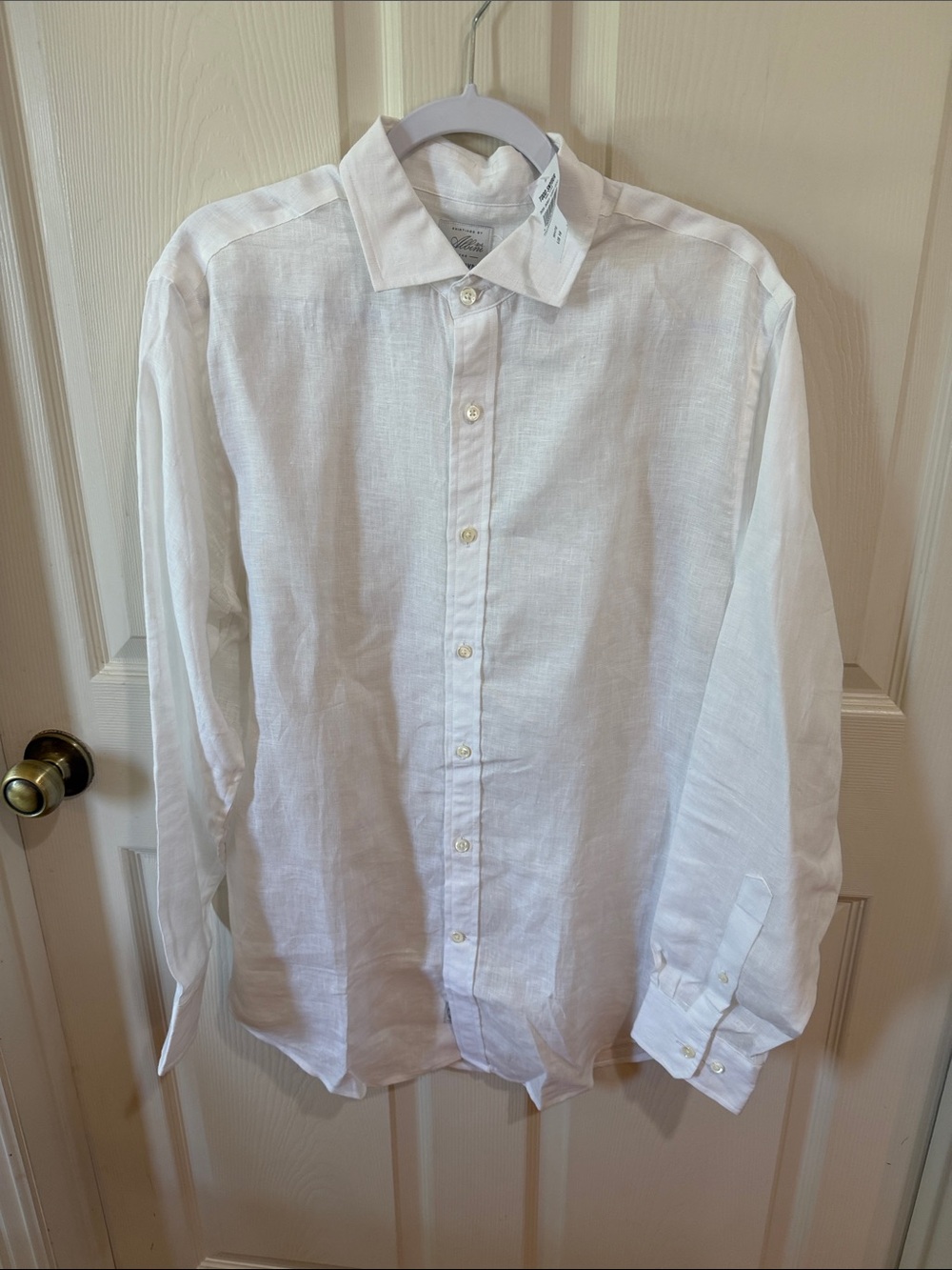 Todd Snyder 100% White Linen Spread Collar Dress Shirt Sz 16.  NWT